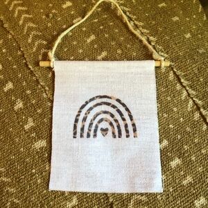 Neutral Linen Rainbow Wall Hanging with Heart - Unbranded